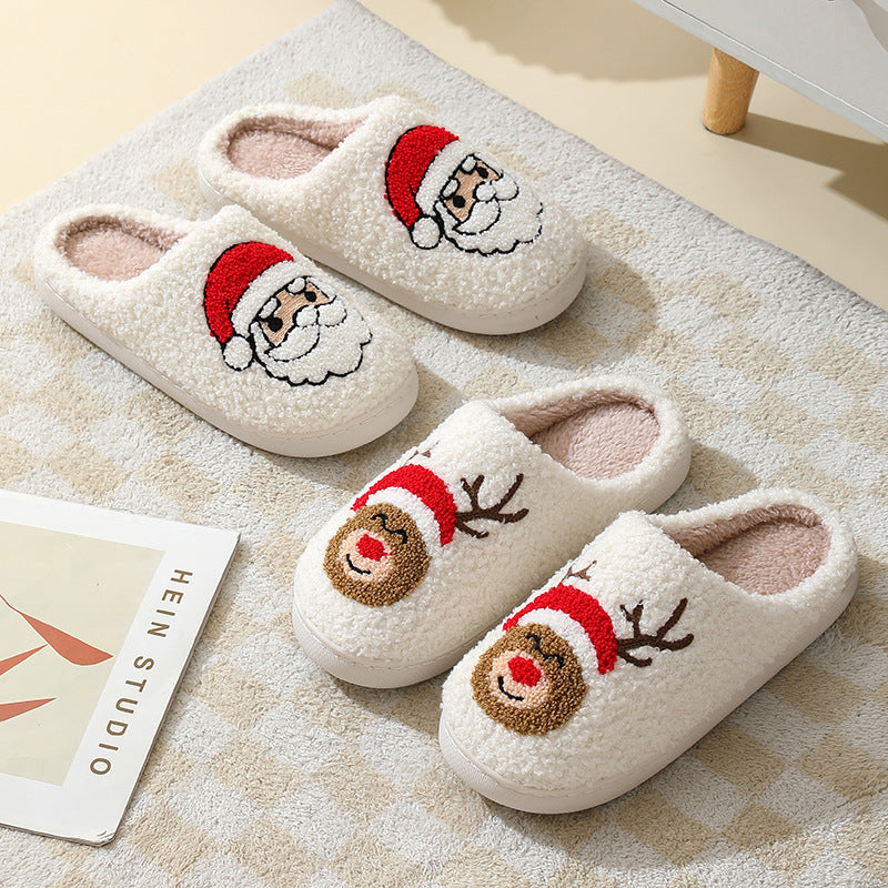 Christmas Home Slippers Cute Cartoon Santa Claus Cotton Slippers For Women And Men Couples Winter Warm Furry Shoes Christmas Home Slippers Cute Cartoon Santa Claus Cotton Slippers For Women And Men Couples Winter Warm Furry Shoes